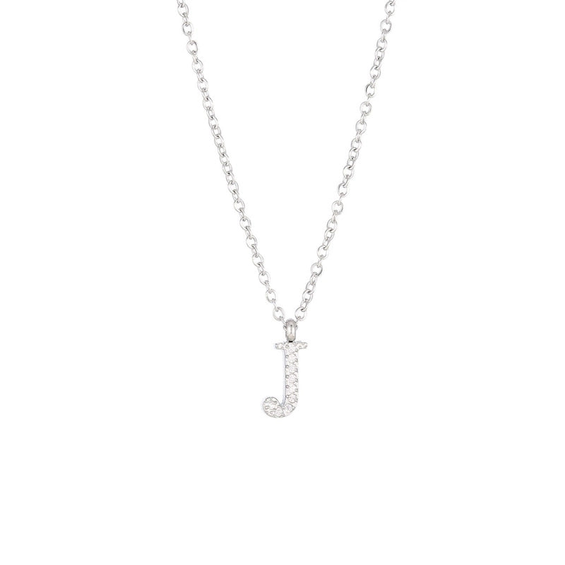 Minimalist Letter 304 Stainless Steel Zircon 16K Gold Plated White Gold Plated Plating Inlay Pendant Necklace