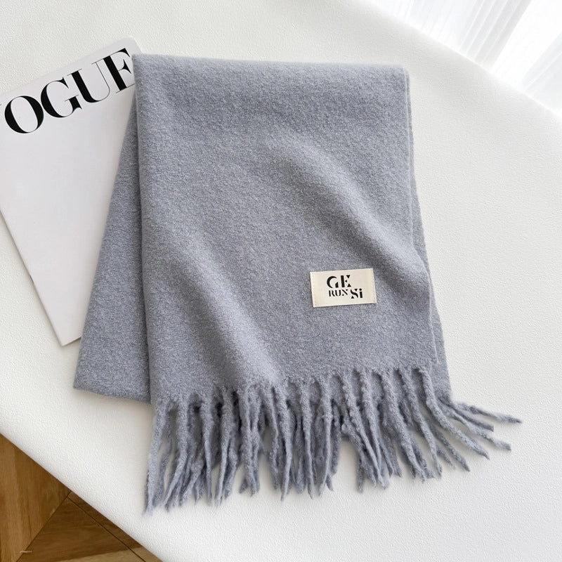 Women's Minimalist Solid Color Imitation Cashmere Tassel Scarf