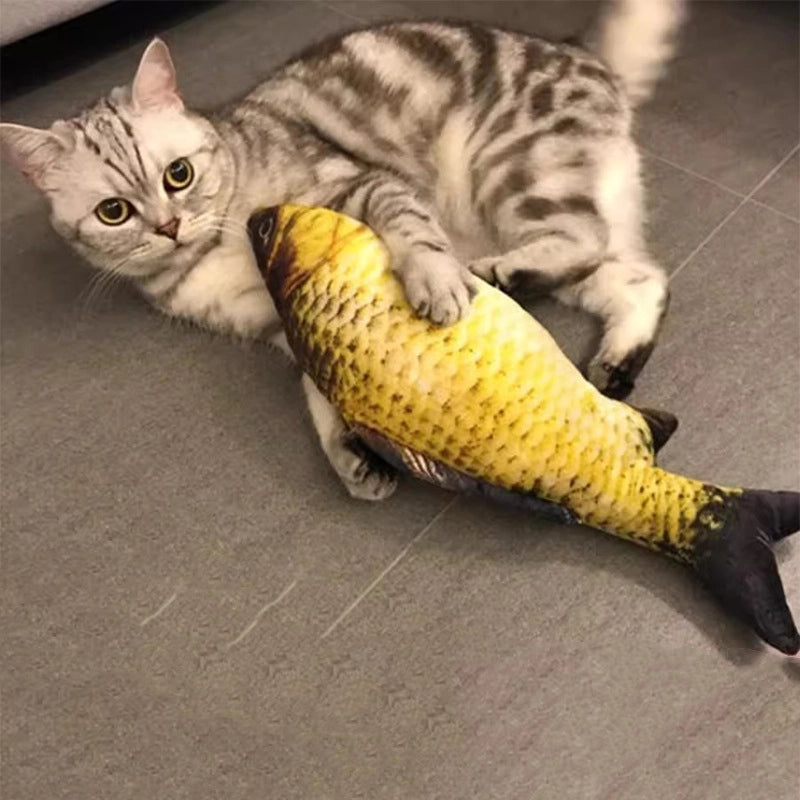 Cross-Border Cat Teaser Toy Simulated Fish Funny Cat Molar Bite Plush Toy Fish Catnip Fish Cat Supplies