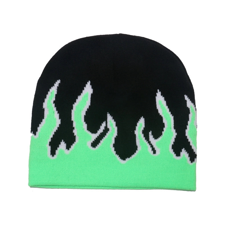 Unisex Streetwear Flame Eaveless Wool Cap
