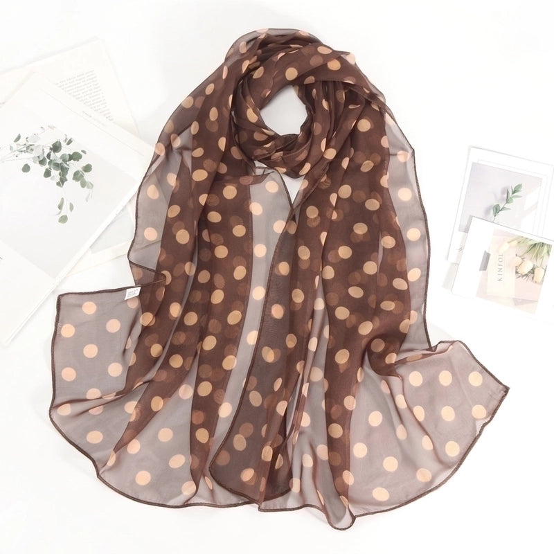 Women's Elegant Basic Minimalist Polka Dots Georgette Printing Silk Scarf