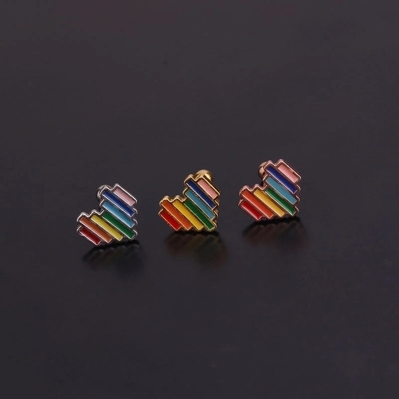 Ear Cartilage Rings & Studs Heart 316L Stainless Steel  Inlaid Zircon