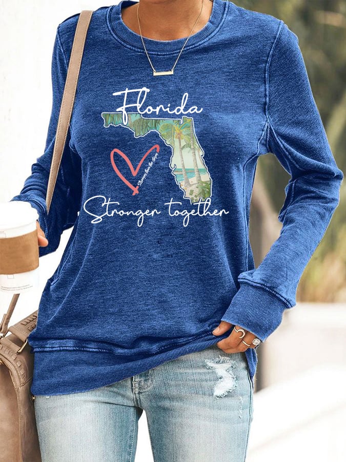 Women's Florida Stronger Than The Storm Printed Casual Sweatshirt