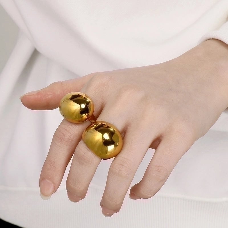 Minimalist Geometric Titanium Steel 18K Gold Plated Plating Rings