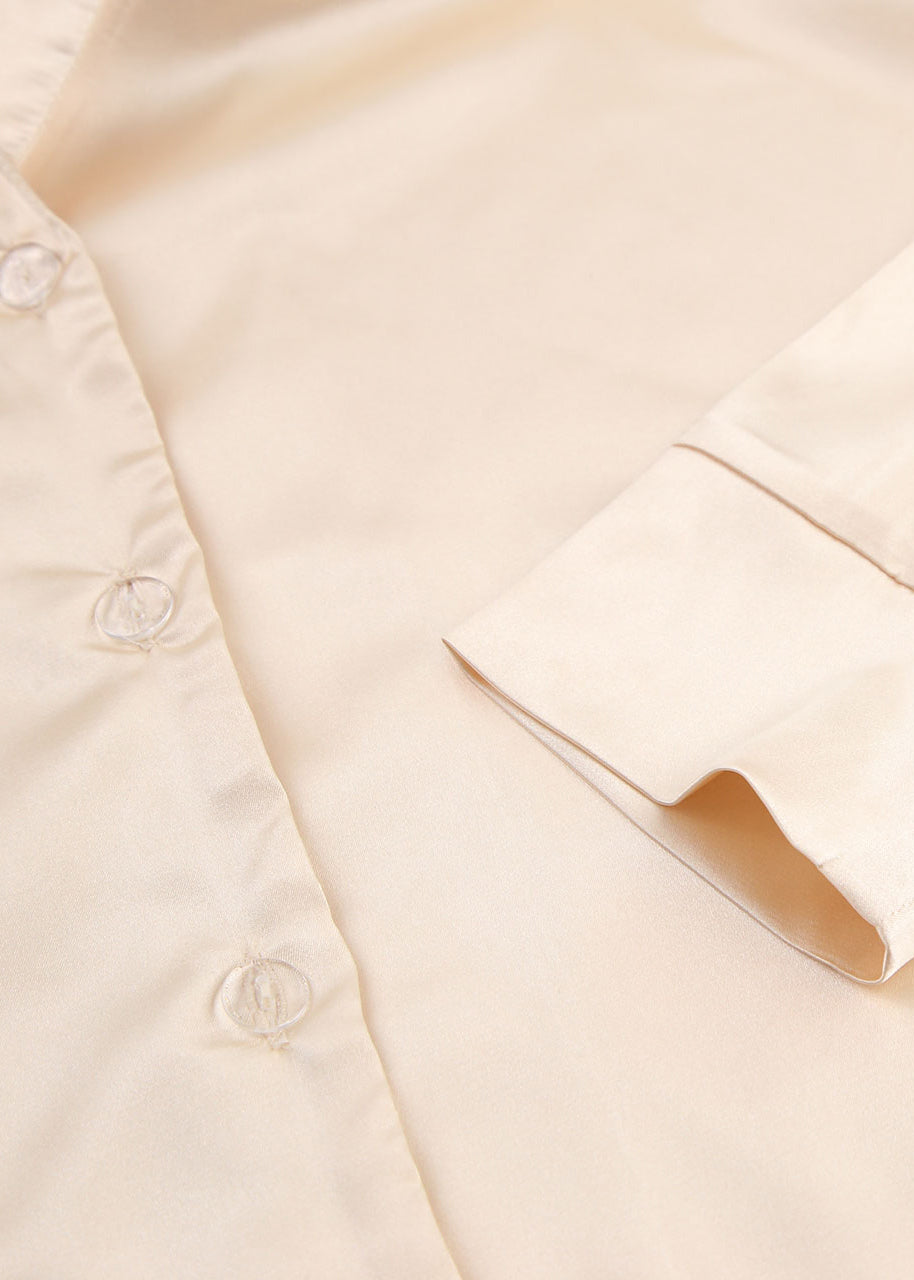 Sexy Apricot Elastic Waist Ice Silk Shorts Skirts Three Piece Suit Set Summer