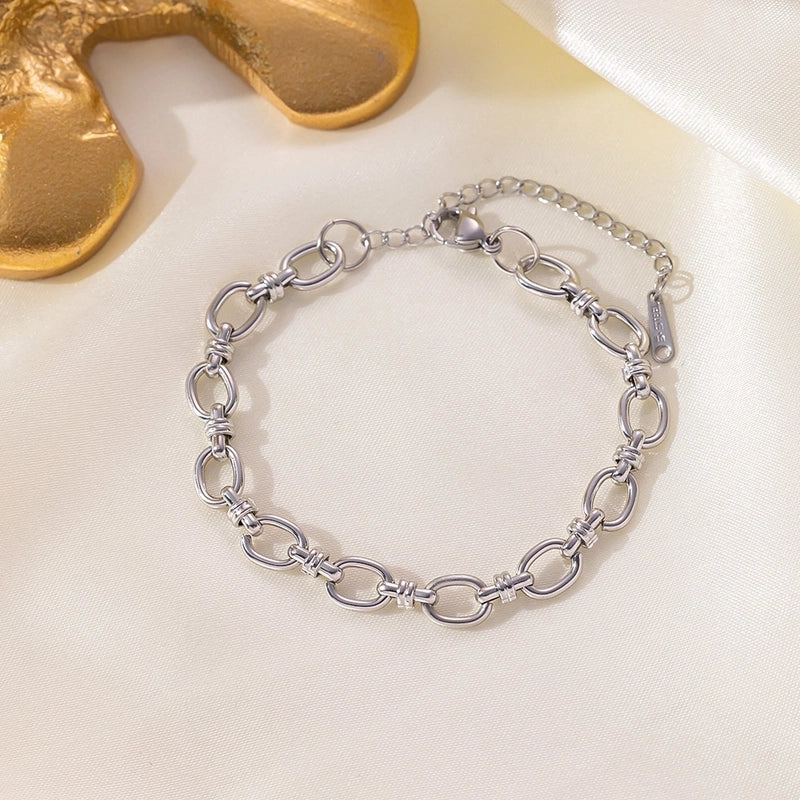 Hip-Hop Retro Solid Color Titanium Steel Plating Jewelry Set