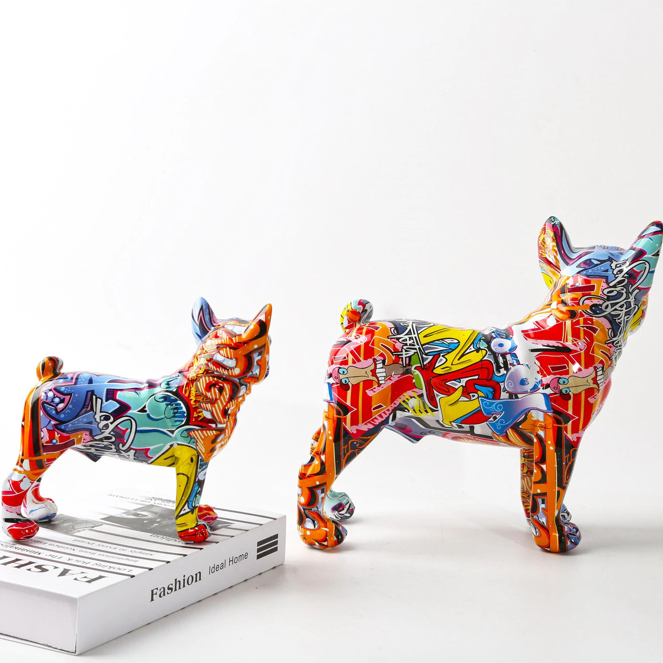 French Bulldog Graffiti Painted Statue