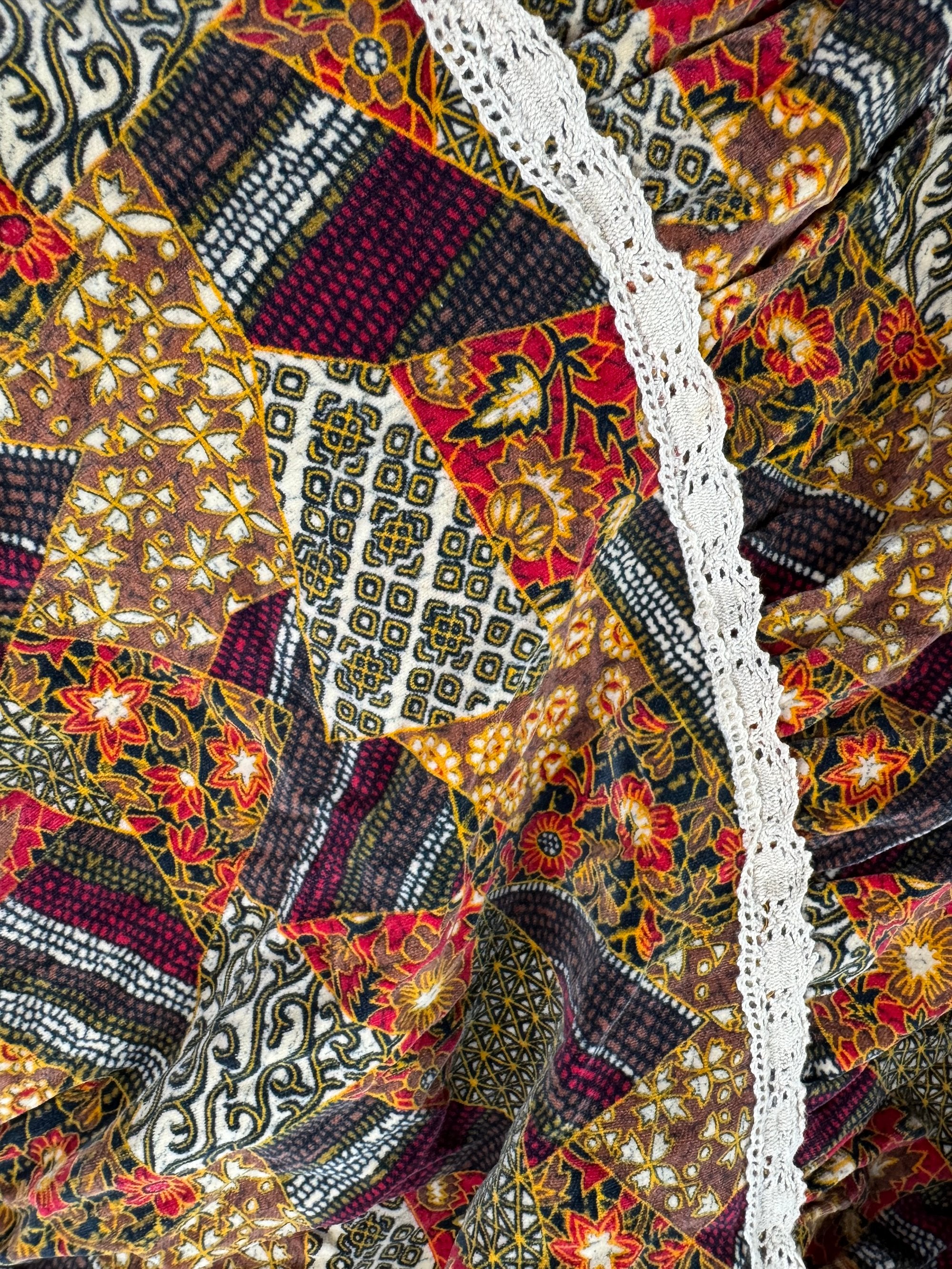 Patchwork Bohemian Floral Skirt