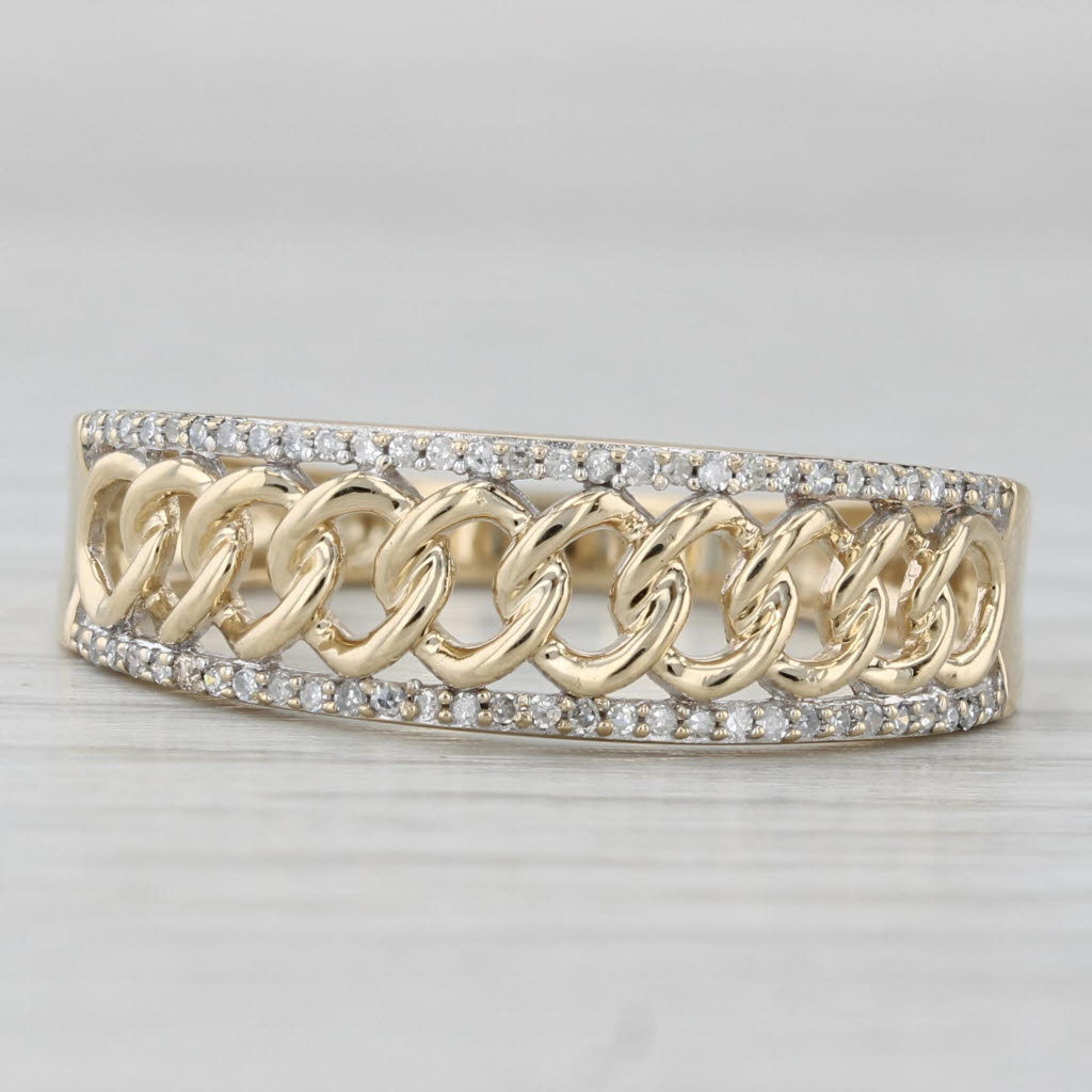 0.12ctw Diamond Linked Circles Ring 10k Yellow Gold Size 11 Band