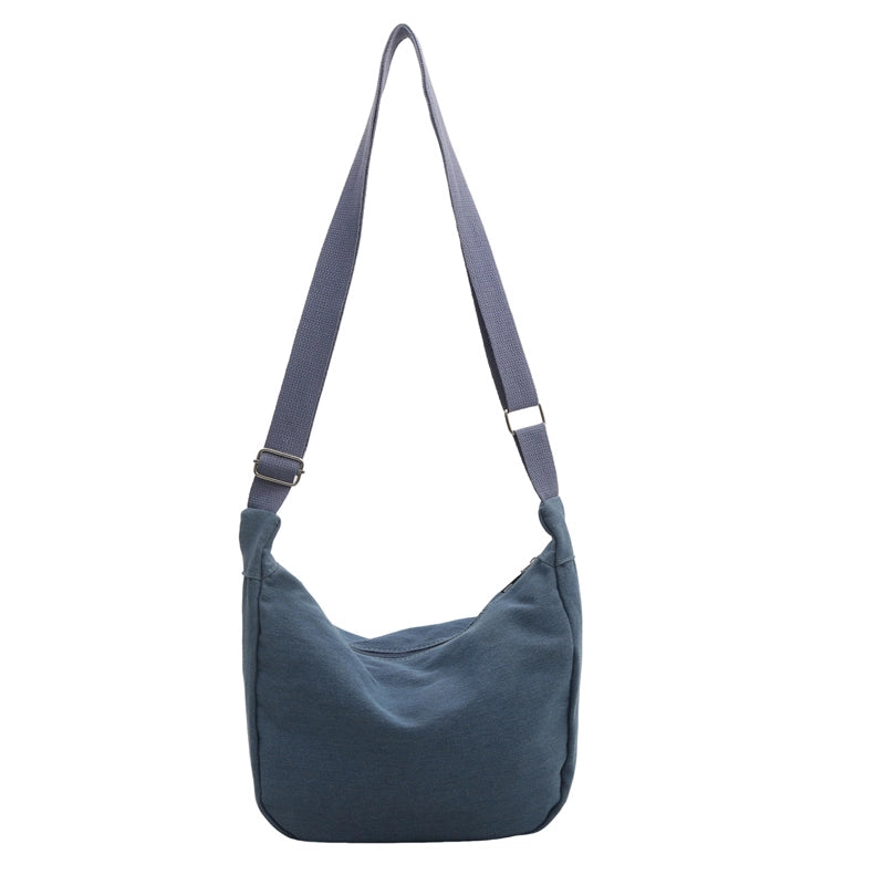 Women's Canvas Solid Color Preppy Style Square Zipper Shoulder Bag Crossbody Bag