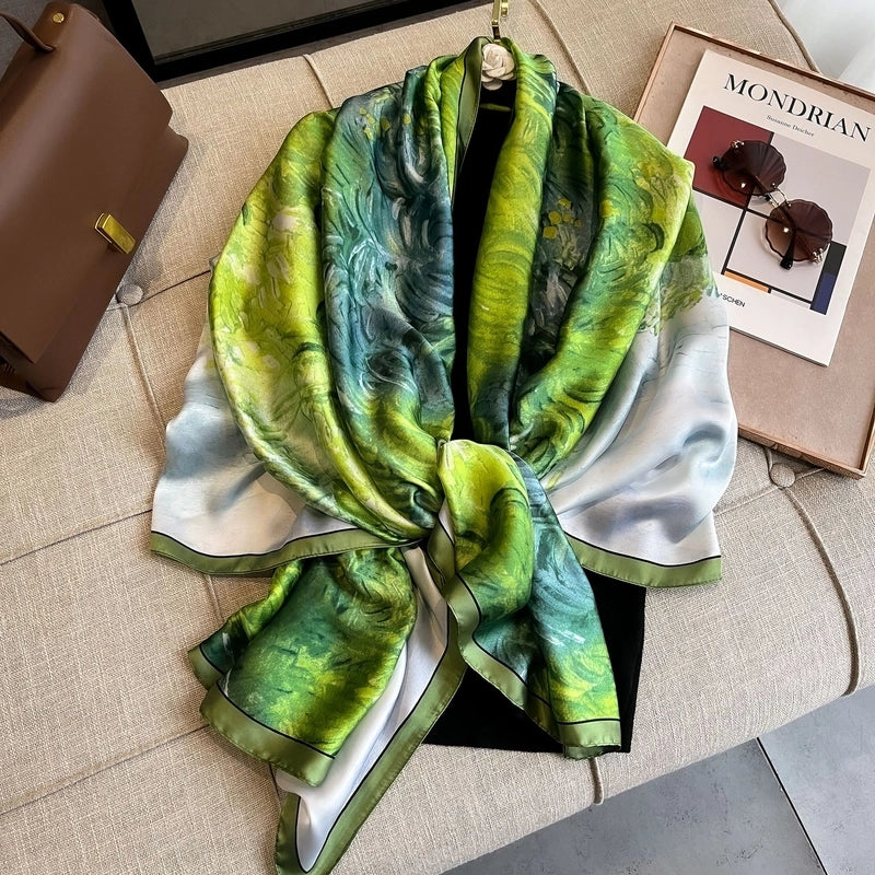 Women's Casual Elegant Minimalist Geometric Satin Silk Scarf
