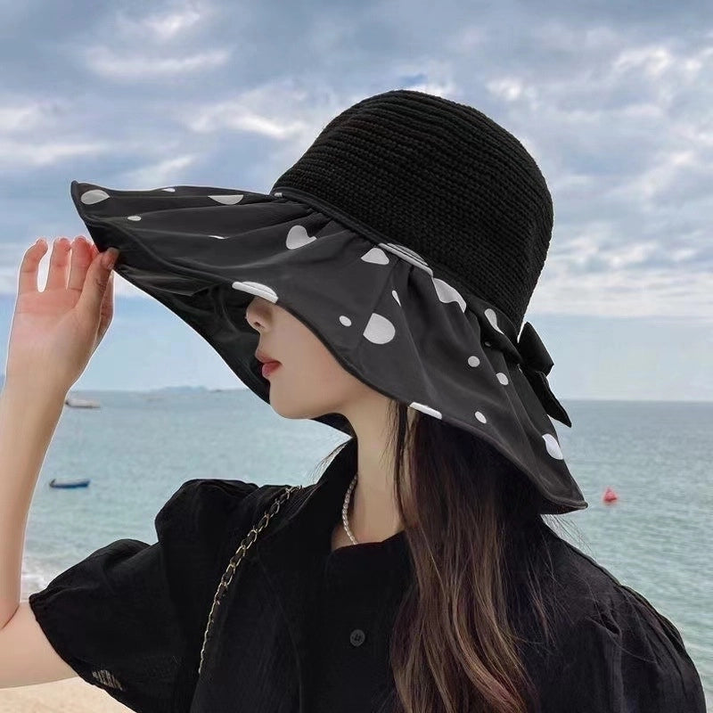 Women's Vintage Style Round Dots Big Eaves Sun Hat