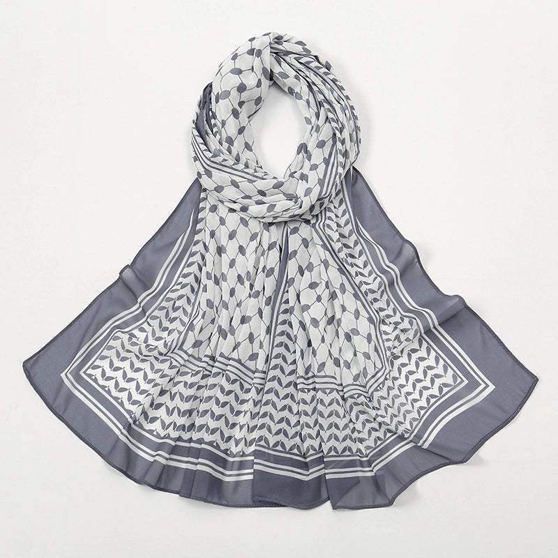 Women's Retro Lattice Chiffon Kerchief