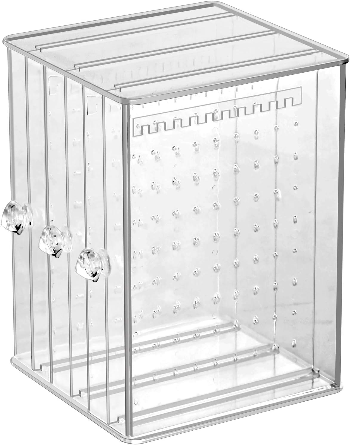 Clear Acrylic Jewelry Storage Box. 3 Vertical Drawer Earrings Display Stand Holder