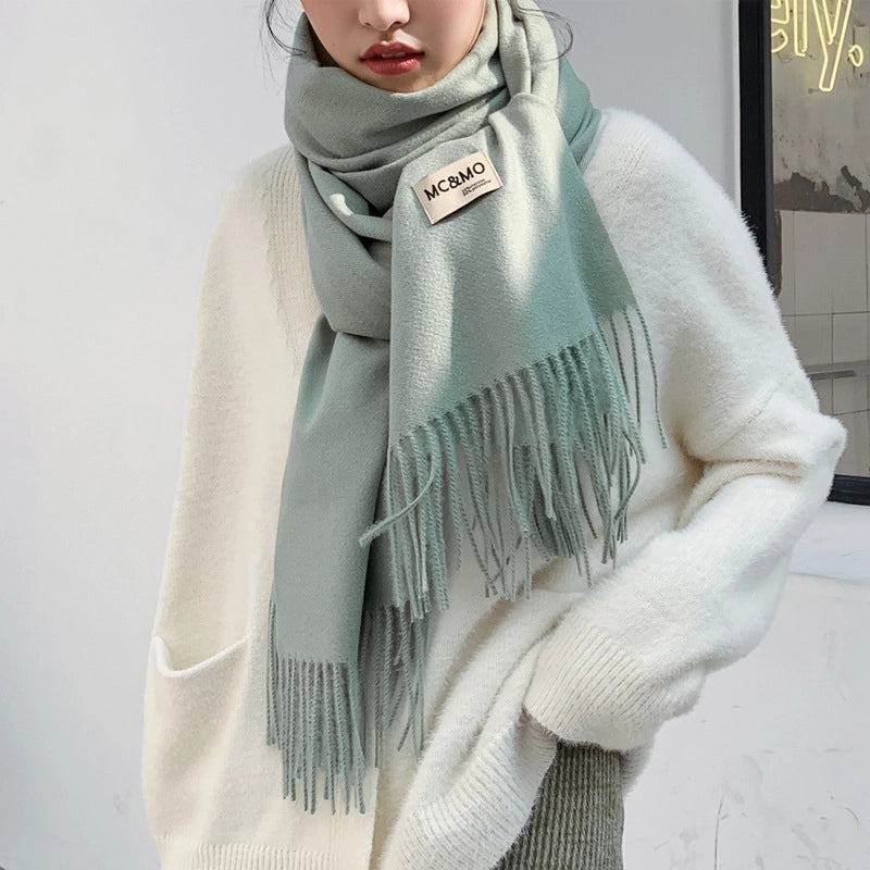 New Solid Color Cashmere Scarf Women's Fashion Wear Autumn And Winter Warm Shawl Women's Scarf