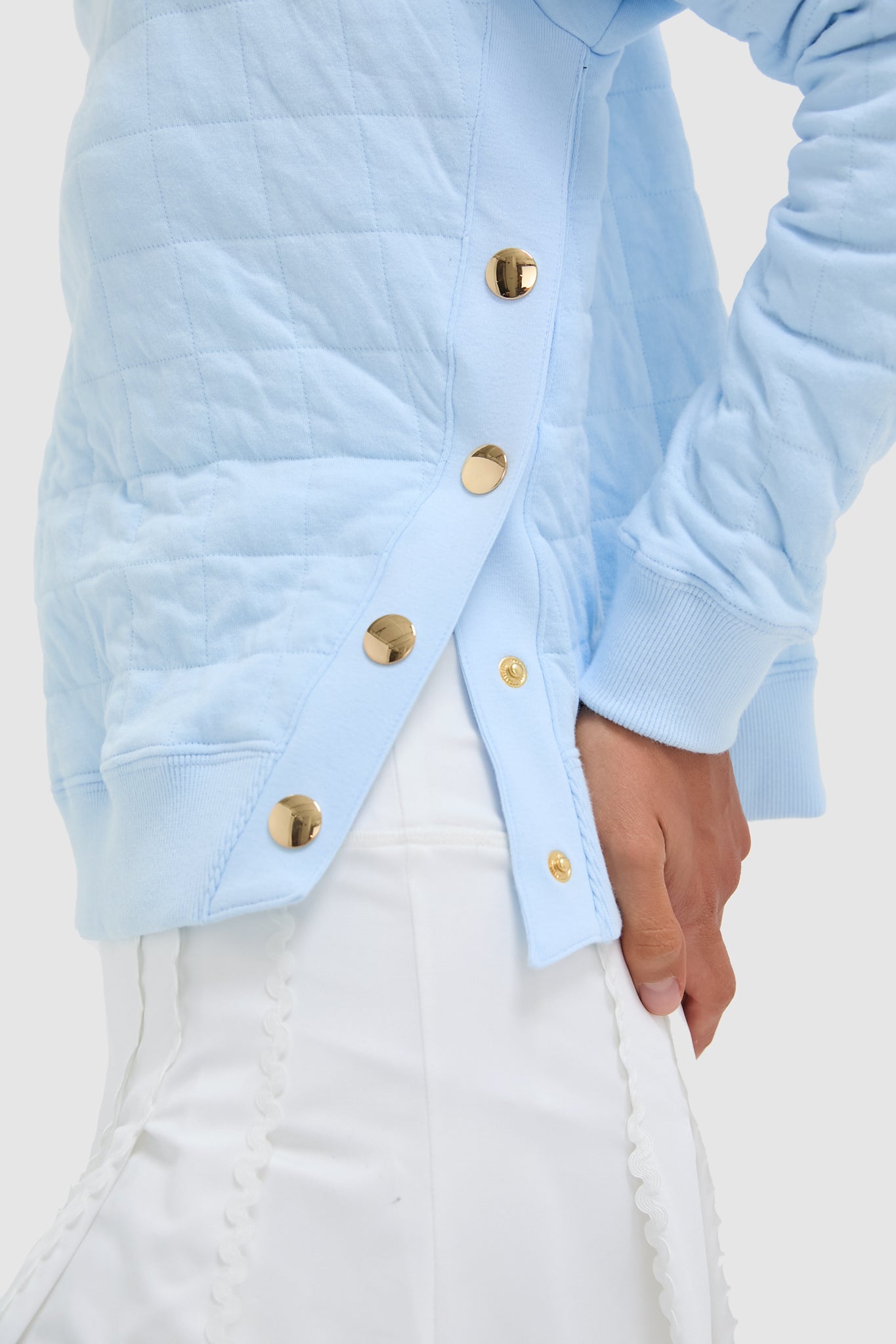 Light Blue Quilted Wright Funnel Neck