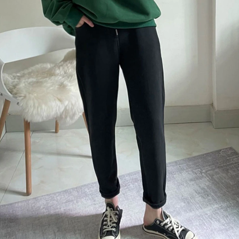 Winter Women Warm High Waist Jeans