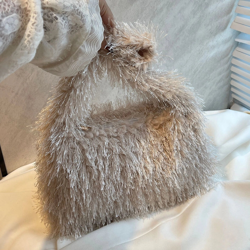 Autumn And Winter Cute Furry Portable Women's Bag Warm Furry Underarm Bag Korean Style Women's Popular One Shoulder Bag Fashion