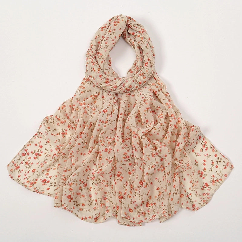 Women's Elegant Sweet Flower Polyester Scarf Shawl