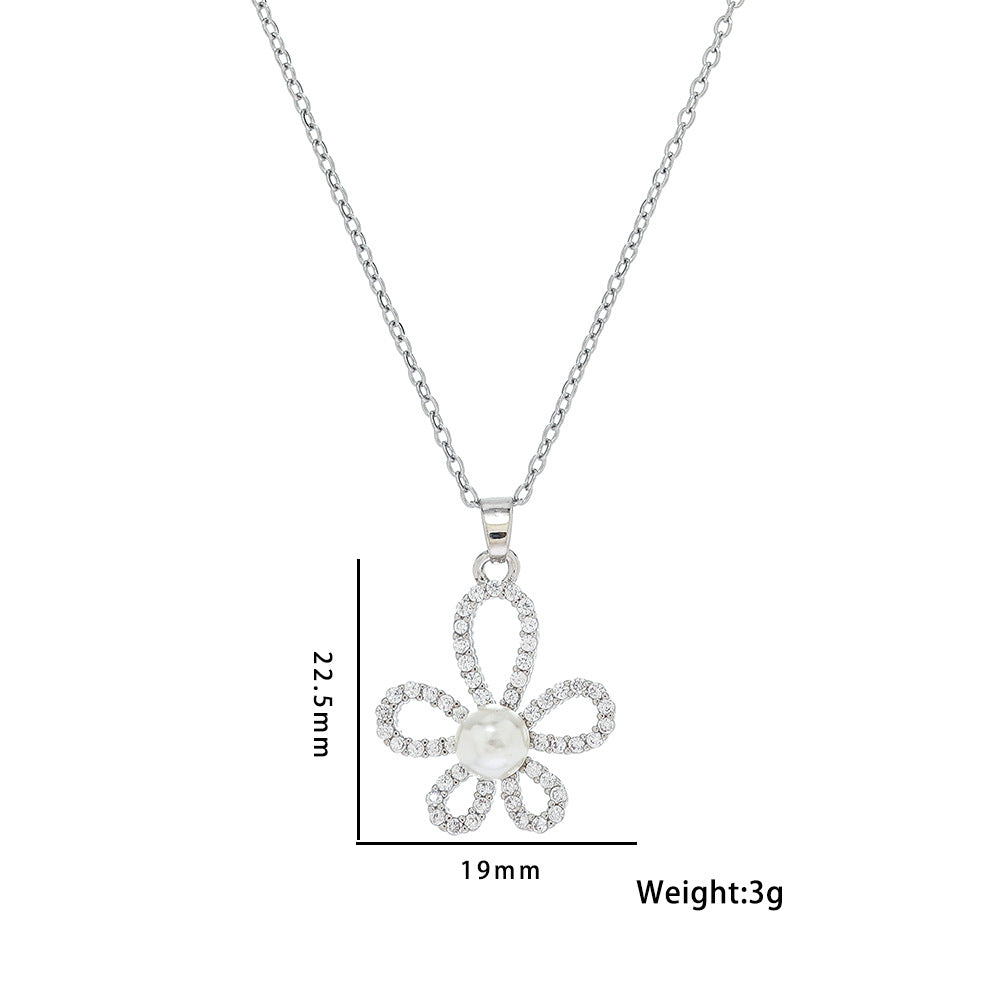 Five-Petal Flower Necklace For Women Sunflower Clavicle Necklace Camellia Earrings Necklace Accessories