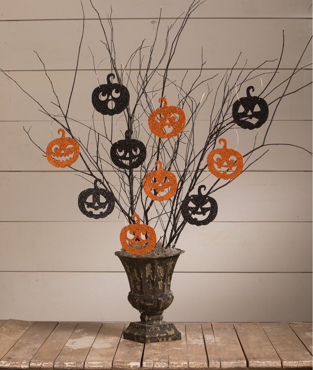 Jack-O-Lantern Glitter Ornaments