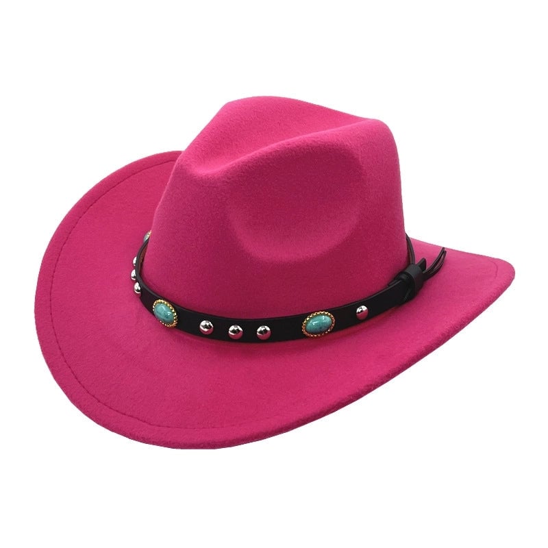 Men's And Women's Felt Top Hat Curling Emerald Sun Hat Cowboy Hat Sun Protection Fashion Hat