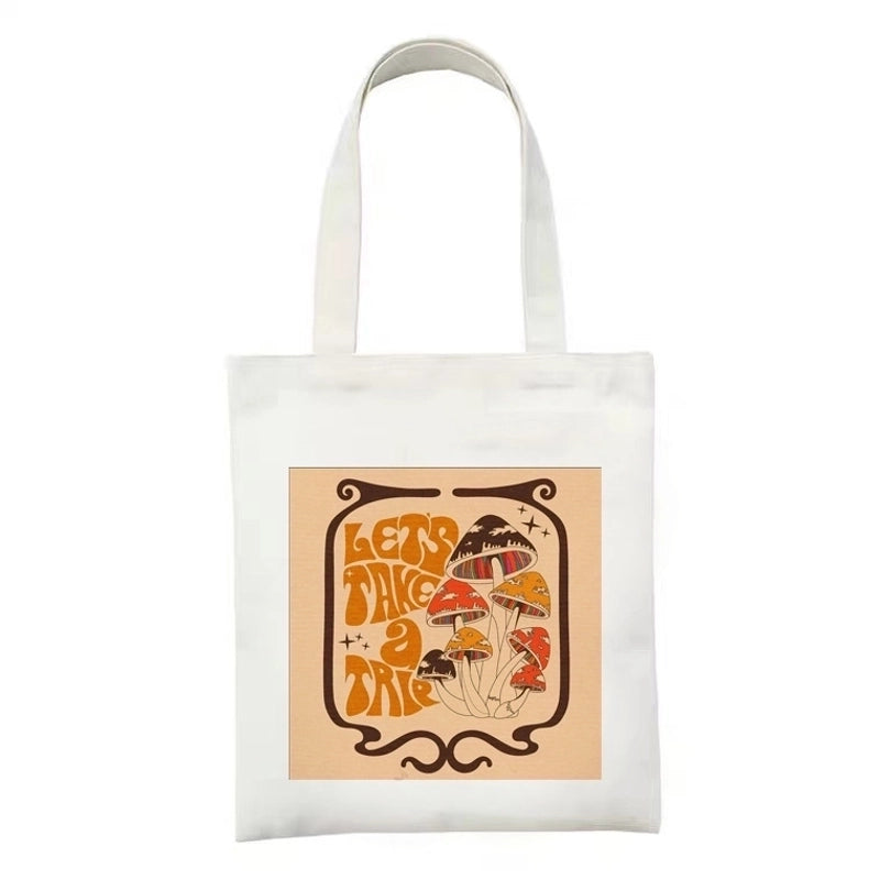Women's Minimalist Flower Mushroom Shopping Bags