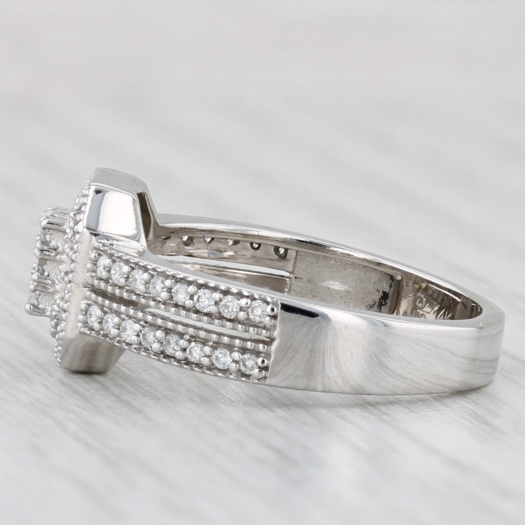 0.35ctw Diamond Pave 14k White Gold Square Halo Ring