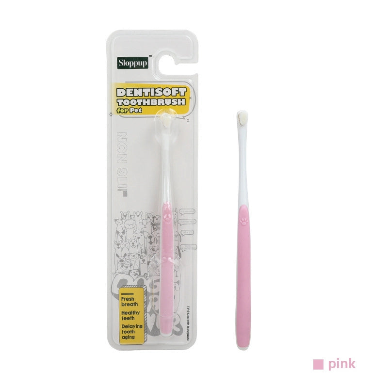 Cat Toothbrush Cat Dog Oral Cleaning Small Head Dog Toothbrush Plastic Soft Bristle Pet Toothbrush Pet Supplies