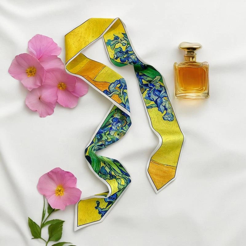 Women's Fairy Style Sweet Flower Satin Silk Scarf