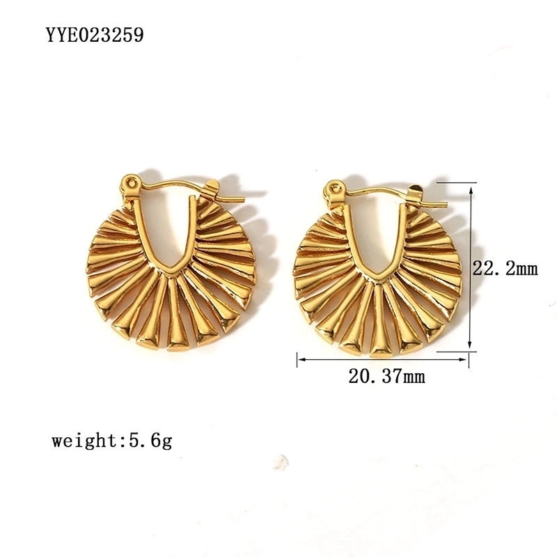 1 Pair Vintage Style Sector Heart Shape Solid Color Plating 304 Stainless Steel 18K Gold Plated Drop Earrings