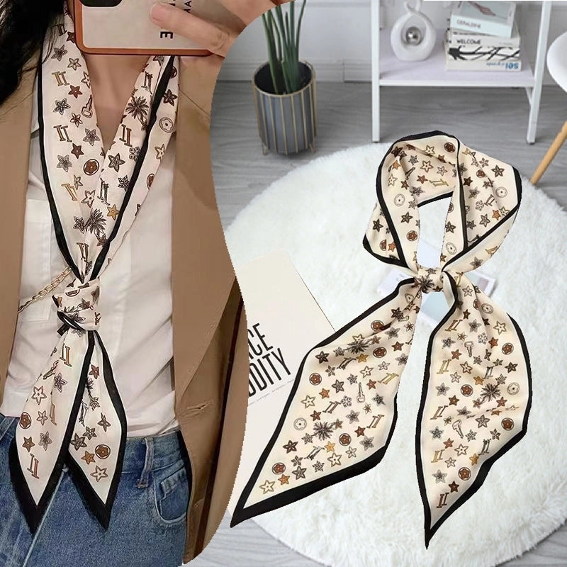 Women's Minimalist Color Block Polyester Printing Silk Scarf