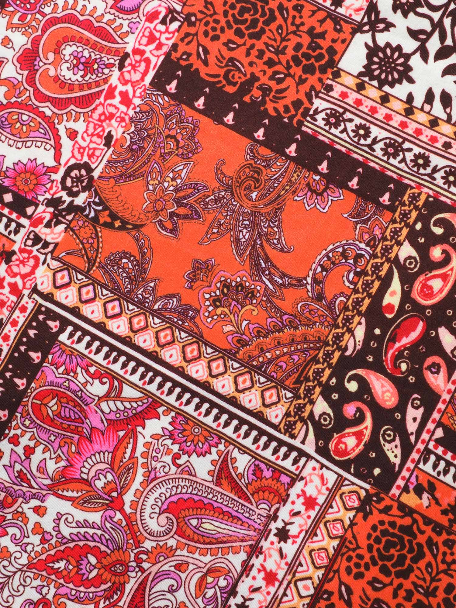 Boho Paisley Print Off-Shoulder Top