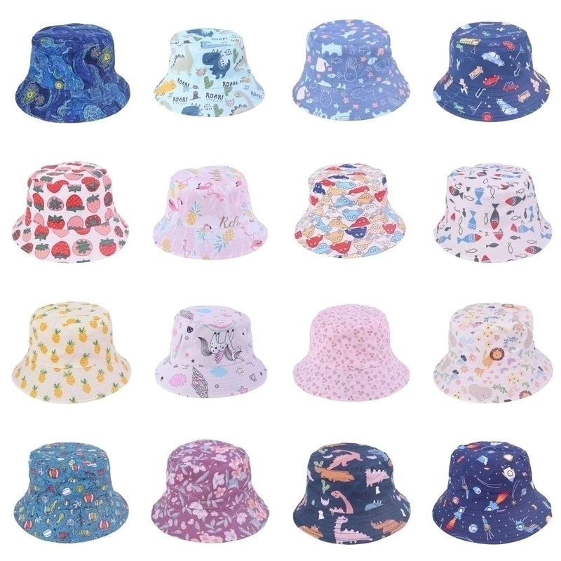 Children Unisex Basic Color Block Bucket Hat