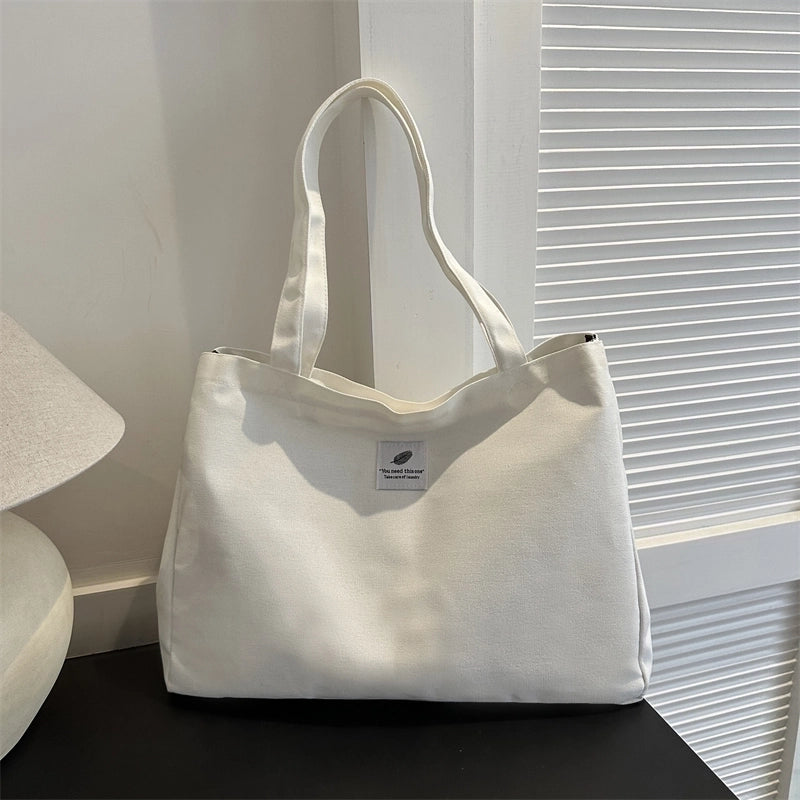 Women's Canvas Solid Color Basic Square Zipper Shoulder Bag