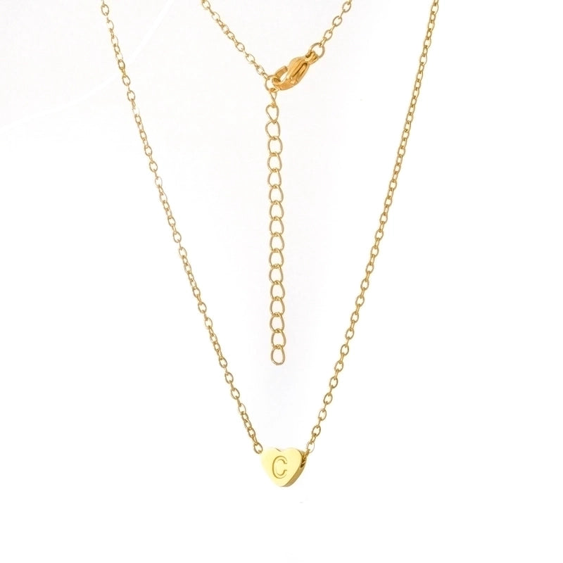 Stainless Steel Titanium Steel 18K Gold Plated Minimalist Letter Heart Shape None Pendant Necklace