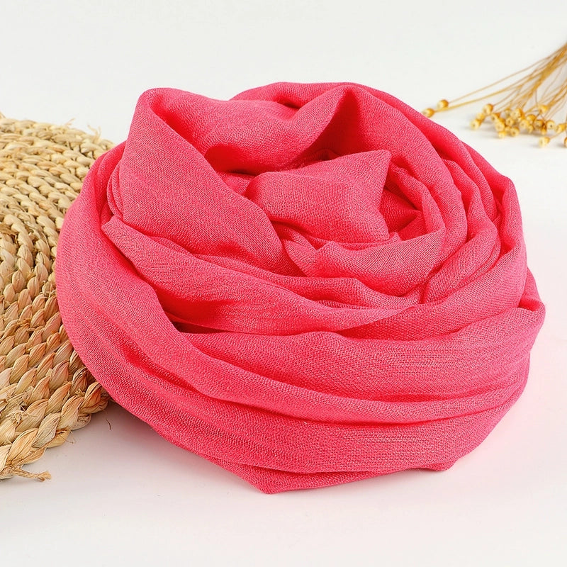 Women's Sweet Solid Color Cotton Silk Scarves