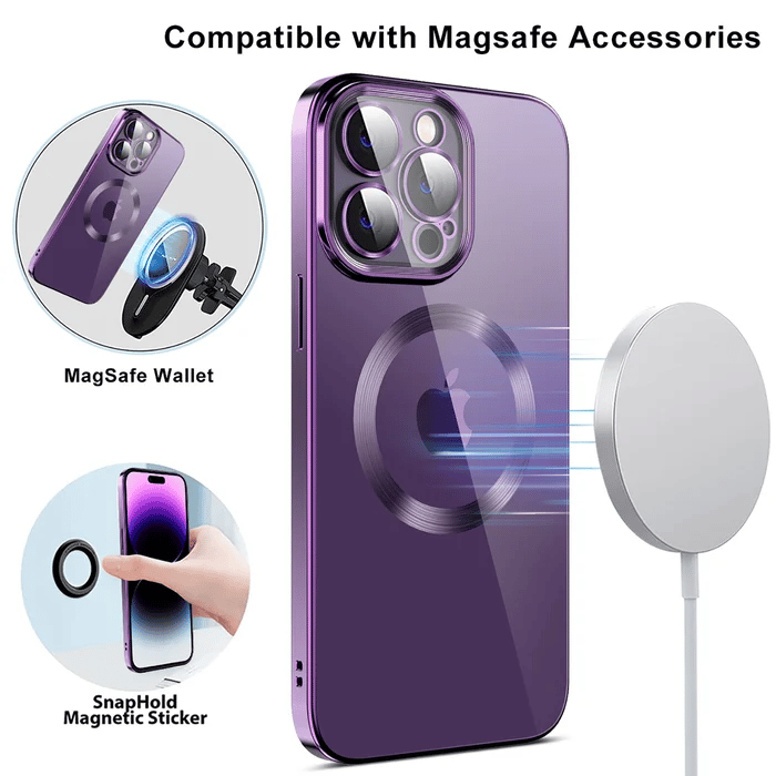 Magnetic Plating Transparent Soft Shell Case Cover For iPhone