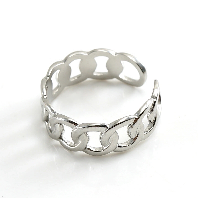 Retro Geometric 304 Stainless Steel Titanium Steel 18K Gold Plated Plating Stainless Steel Rings