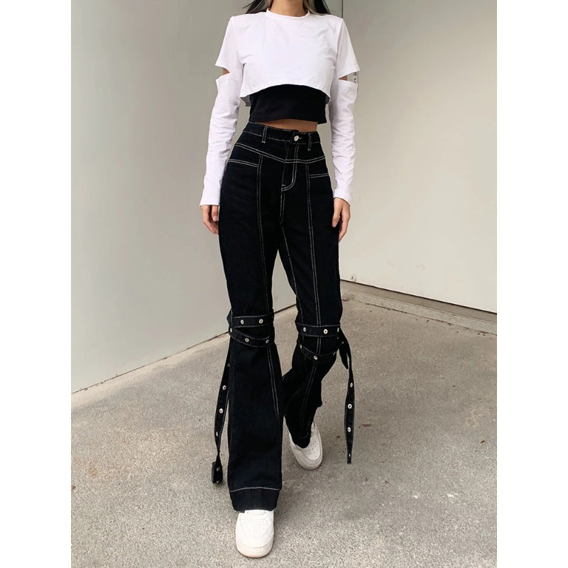 Patchwork Streetwear Baggy Jeans For Women