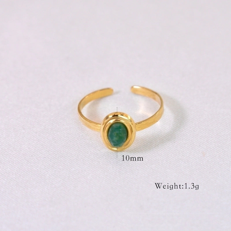 Natural Stone Titanium Steel IG Style Minimalist Inlay Geometric Natural Stone Rings Necklace