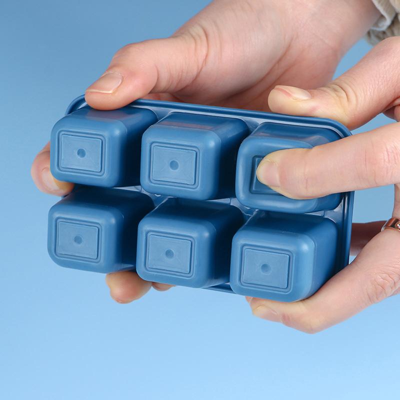 Pack of 3 Six Grid Silicone Ice Cube Tray With Plastic Lid