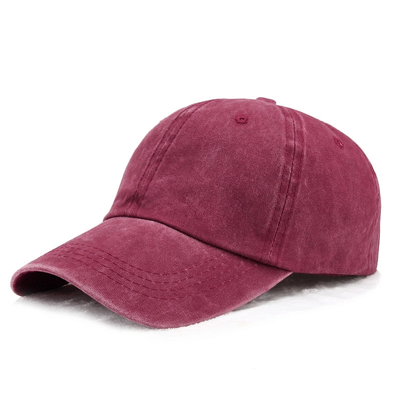 Hat Men's Summer Washed Denim Baseball Cap Old Vintage Solid Color Light Plate Cap Soft Top Curved Eave Sunhat