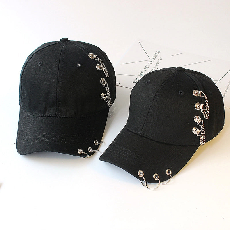 Hat Women's Korean Style Personality Chain Iron Ring Cap Student Children's Baseball Cap Spring And Summer Parent-Child Sunshade