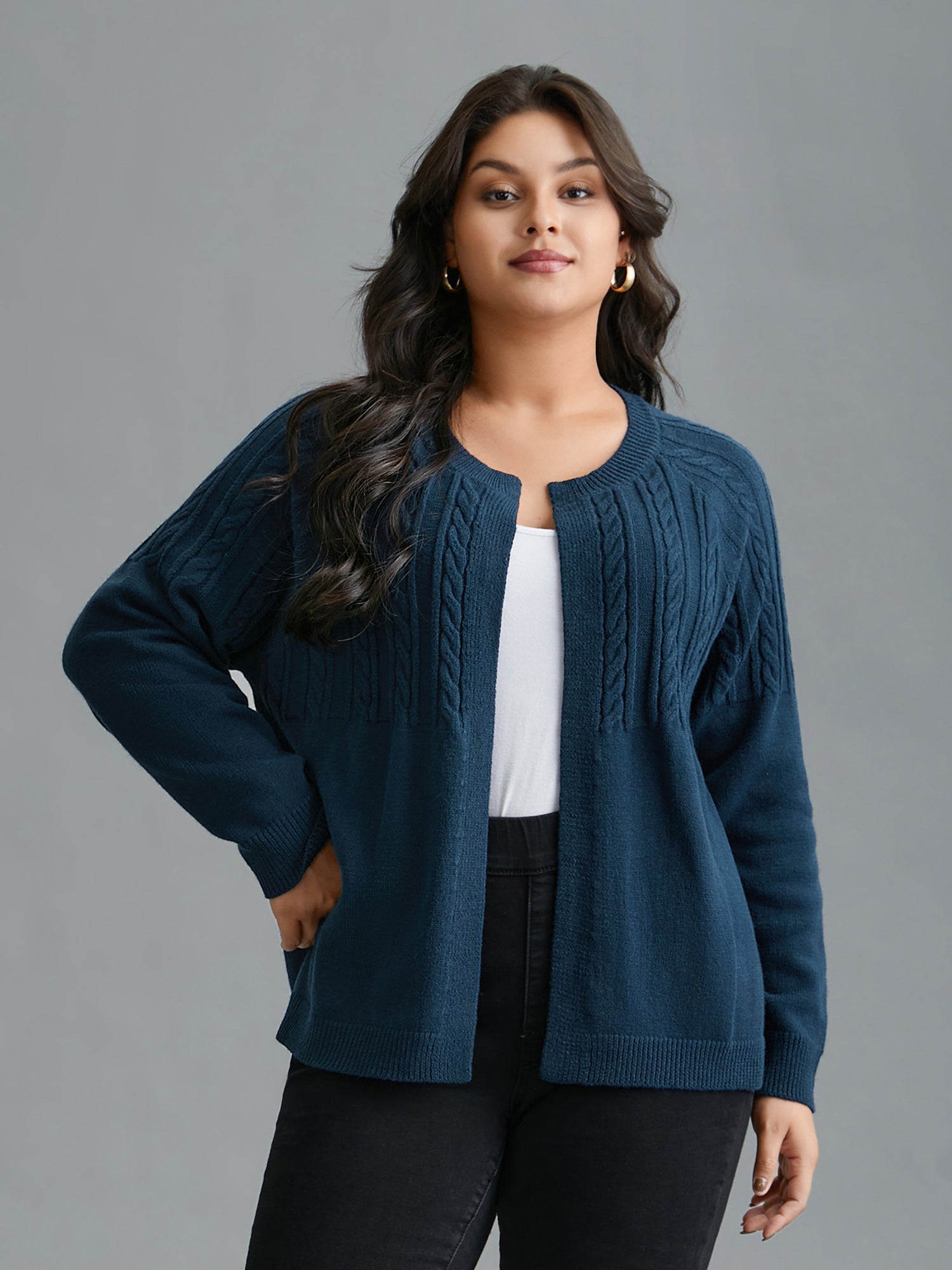 Supersoft Essentials Cable Knit Open-Front Cardigan