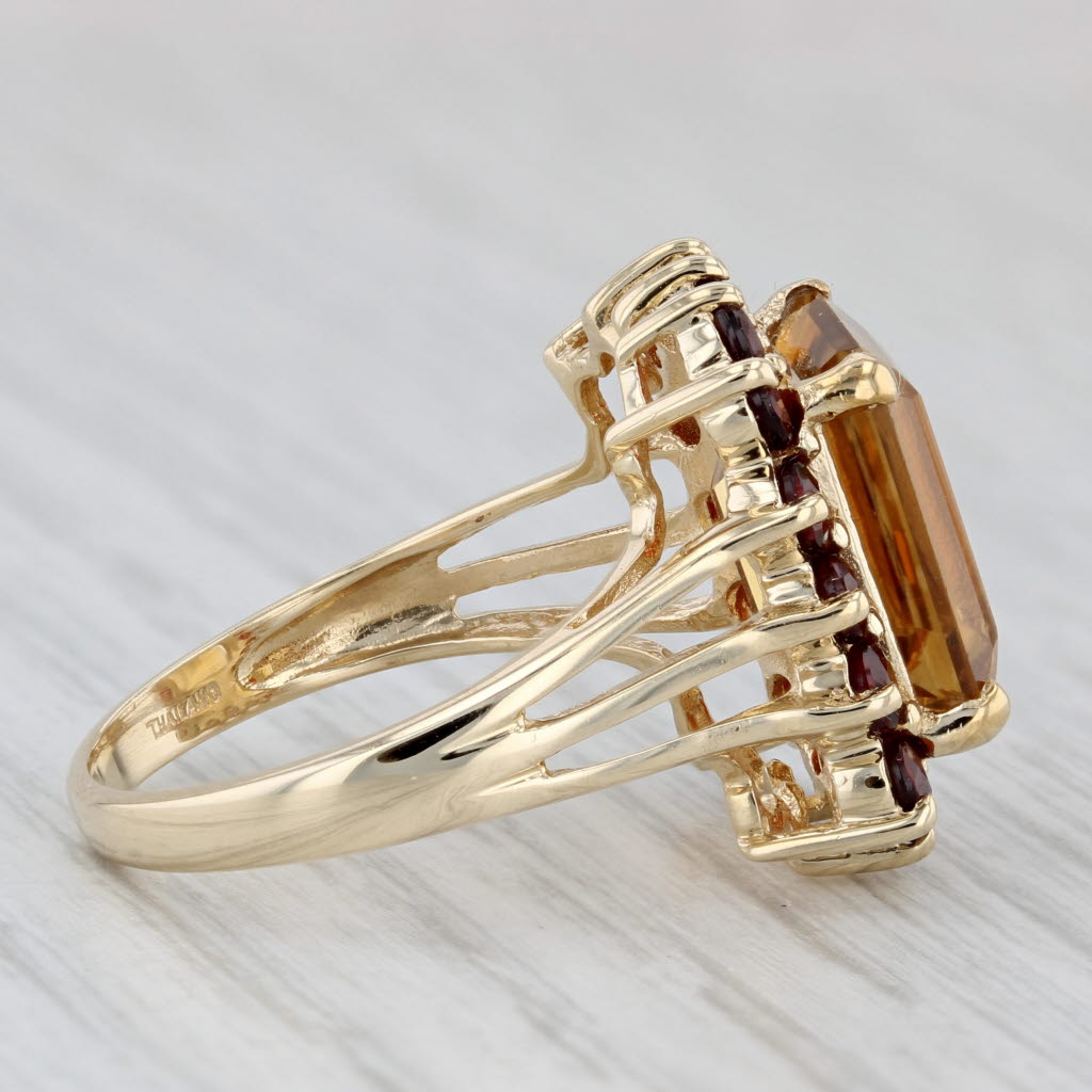 7.25ctw Citrine Garnet Halo Ring 10k Yellow Gold Size 8 Cocktail
