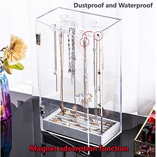 Acrylic 24 Hooks Rotating Necklace Display Stand