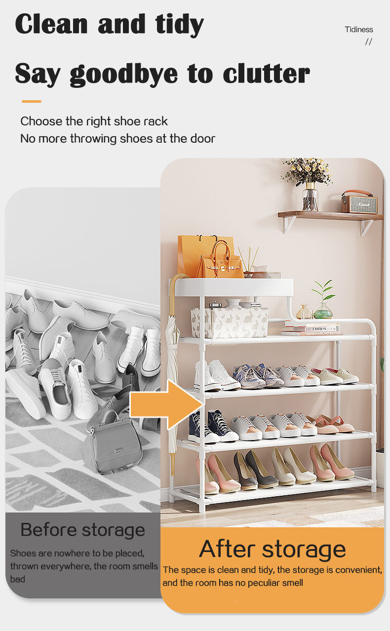 Adjustable Shoe Rack Organizer With Storage Shelf