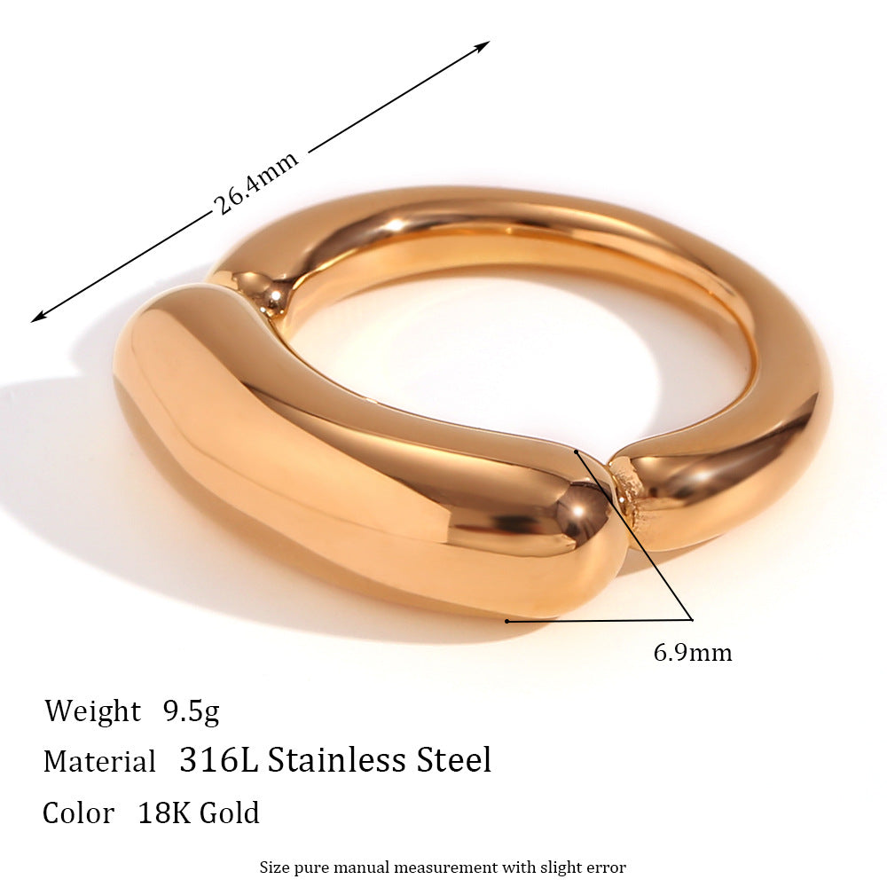 Minimalist Women Circle Geometric Stainless Steel 18K Gold Plated Rings