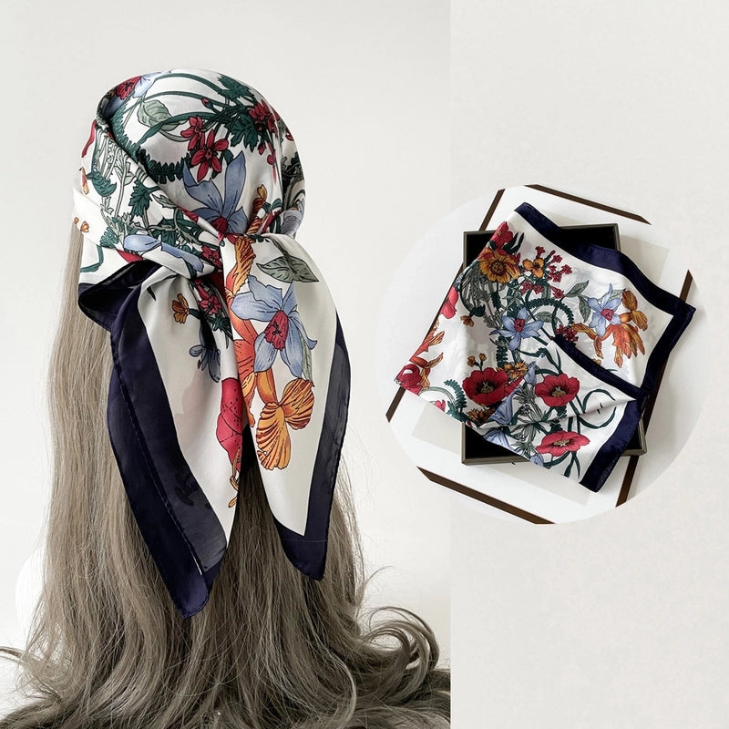 Women's Casual Flower Satin Printing Bandanas